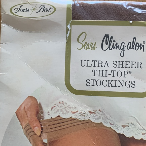 VTG Sears cling-alon sheer thi-top stockings - Picture 7 of 7